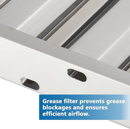 19.5 in x15.5 in Commercial Hood Filters - 430 Stainless Steel 5-Groove Baffle Filters for Restaurant Kitchen Exhaust Hoods Pack of 6