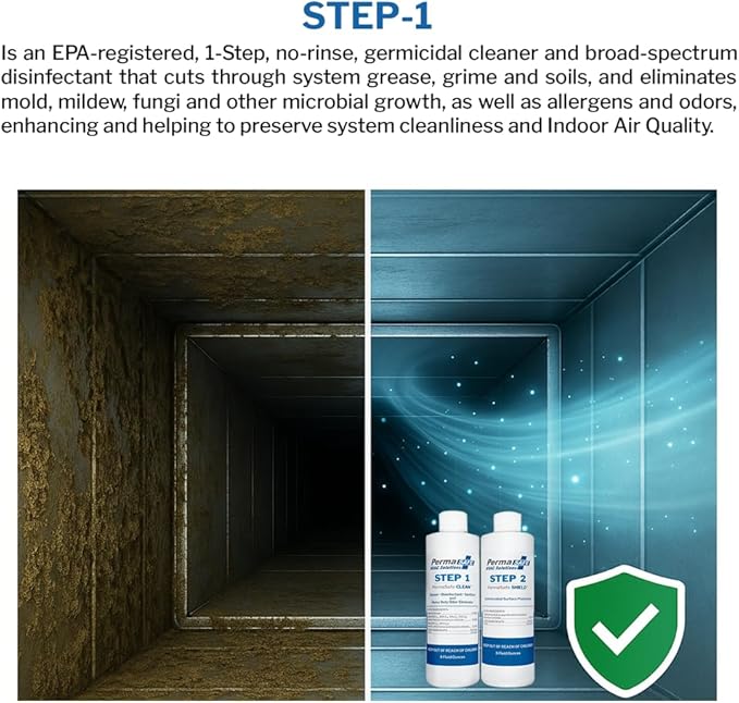 PermaSafe HVAC Solutions, System & Air Duct Hygiene Maintenance Kit, Preserves IAQ, Keeps Systems Free from Microbial Growth, other Contamination, Odors and More
