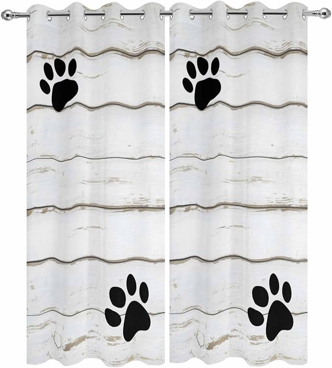 Wood Grain Outdoor Curtains for Patio Claws Animals Wooden White Waterproof Outside Curtains with Grommet Top Weatherproof Curtain for Cabana Pergola Gazebo, 2 Pack, 54" W x 108" L