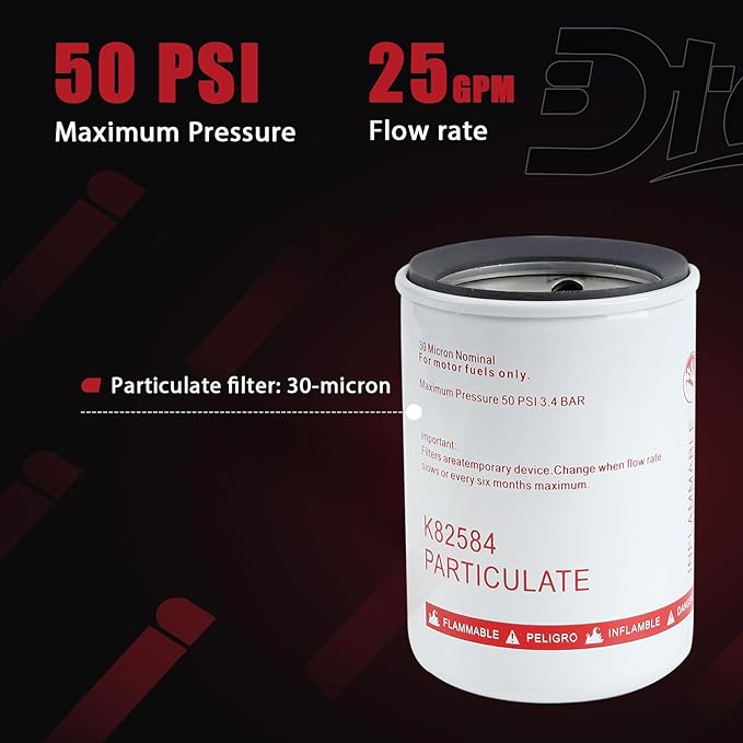 30 Micron Spin-on Fuel Filter Element, 25 GPM Diesel Gasoline Compatible With Mobile and Stationary Diesel Fuel Tank Pump