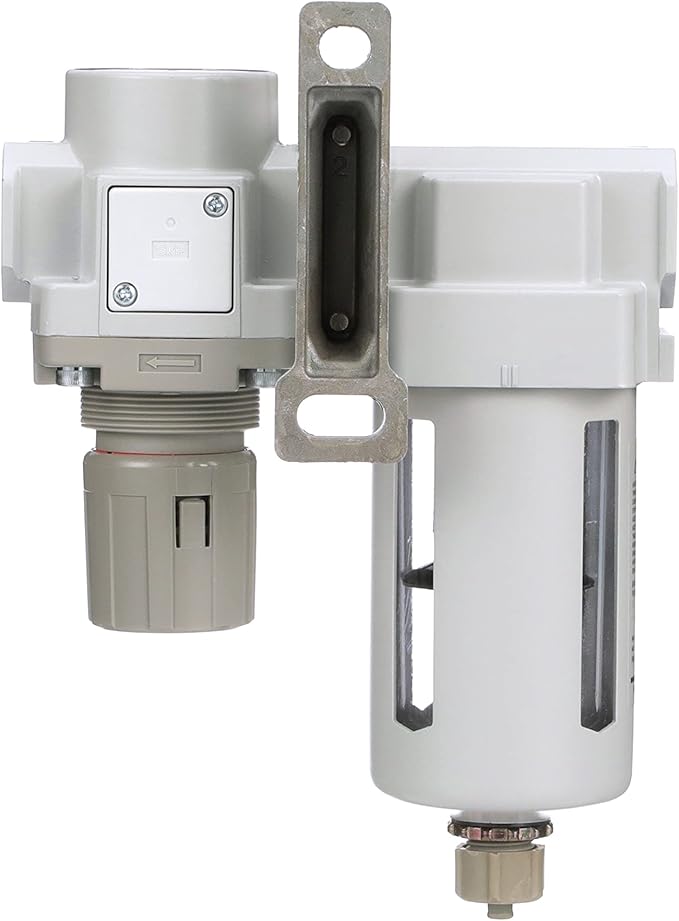 PneumaticPlus SAU420-N06G Compressed Air Filter Regulator Combo 3/4" NPT - Poly Bowl, Manual Drain, Bracket, Gauge