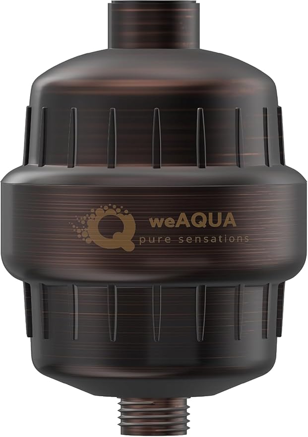 weAQUA Heavy Duty NO BS Shower Filter – 99% Removal for Hard Water, Chlorine, Fluoride, Heavy Metals, Micro-life, Organics and More (Oil Rubbed Bronze)