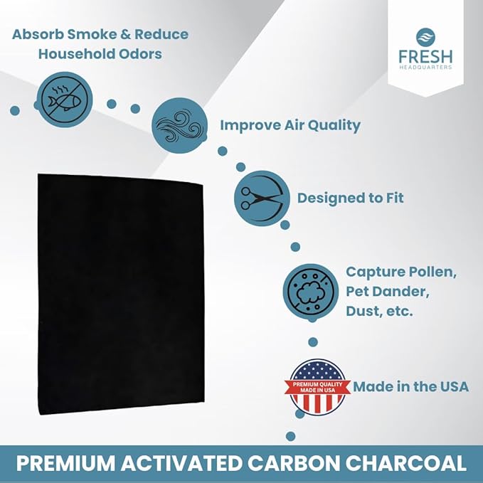 Activated Carbon Filter Replacement for Whynter Portable AC - 7.5" x 15" Portable AC Filter - Absorbs Odors and VOCs, Ideal for ARC‑14S, ARC‑14SH, and ARC‑141BG (ARC‑CF‑14S) Models