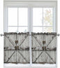 Vintage Gate Half Window Curtains 24 Inches Long, Farmhouse Wooden Grain Shabby Chic Door Window Treatment Curtain Drapes, Short Curtains Tiers for Kitchen Over Sink, 27.5"x24", 2 Panels