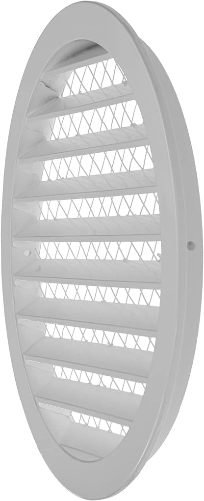 Repa Market 10" Inch Aluminum White Soffit Air Vent Cover - Louvered Round Gable Vent with Mesh Screen - Exhaust/Intake Ventilation Grill for House, Attic, Bathroom - Outdoor Metal Duct Grate