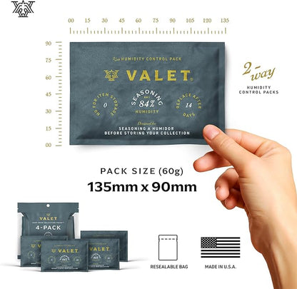 Valet 84% Two-Way Humidity Packs for Wood Containers, 12-Pack, 60g Each, Humidifier Pack Prevents Leaks and Controls Moisture with Natural Craft Paper Design