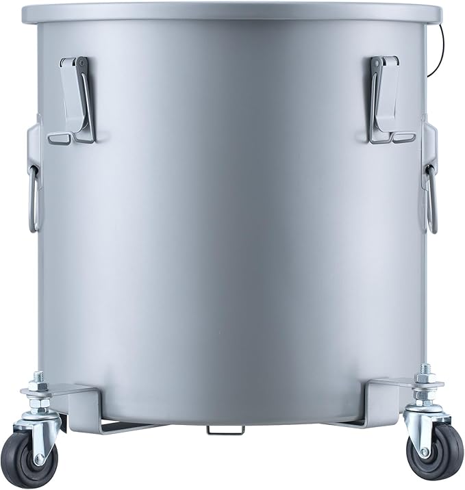 VEVOR 10 Gallon Fryer Grease Bucket, Oil Disposal Bucket Caddy on Wheels, Rust-proof Coated Carbon Steel Fryer Oil Transport Container with Filter Bag, Lid & Lock Clips for Cooking Oil Filtering