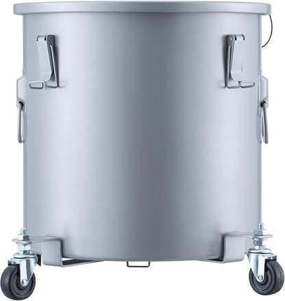 VEVOR 10 Gallon Fryer Grease Bucket, Oil Disposal Bucket Caddy on Wheels, Rust-proof Coated Carbon Steel Fryer Oil Transport Container with Filter Bag, Lid & Lock Clips for Cooking Oil Filtering