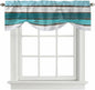 Turquoise Teal Tie Up Valance Curtains for Windows, Kitchen Curtains Window Shades, Farmhouse Retro Ombre Wooden Grain Light Filtering Roman Curtain Valances for Bedroom/Bathroom/Cafe 42"x18"
