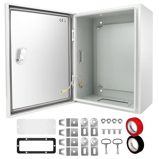 Outdoor Electrical Junction Box, 16x 12 x 8'' NEMA 4X Enclosure Box, Wall Mounted IP66 Waterproof & Dustproof Lockable Metal Junction Box