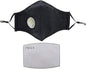 ASA TECHMED Reusable Dual Air Breathing Valve Face Mask Cover with Activated Carbon Filter (Black with valve)