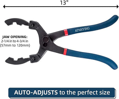 13-Inch Oil Filter Wrench with 90 Degree Swivel, Adjustable Oil Filter Pliers, Universal Removal Remover, for Engine Filters, Conduit, Fittings