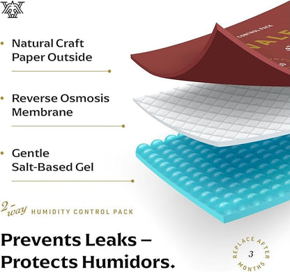 Valet 75% Two-Way Humidity Packs for Wood Containers, 12-Pack, 60g Each, Humidifier Pack Prevents Leaks and Controls Moisture with Natural Craft Paper Design