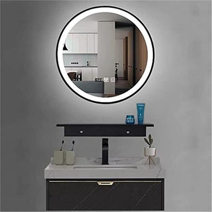 Bathroom Mirror, Round Illuminated LED with Demister Pad with Touch Control Touch Dimmer Switch(60cm/23.6in)