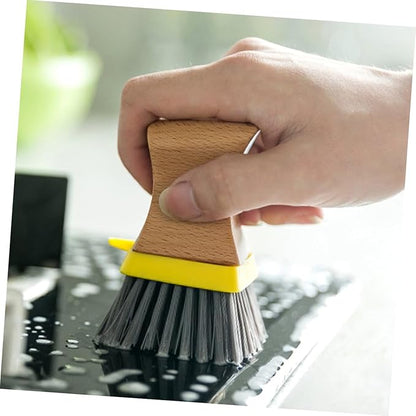 Natural Wood Handle Sponge Scrubber Tile Scrubber Brush Cleaner Kitchen Cleaning Tools Safe Odorless