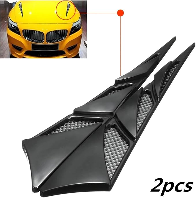 2pcs Car Vent Cover Stickers Car Air Flow Intake Bonnet Styling Stickers Car Body Decorative Strip Auto Exterior Accessories