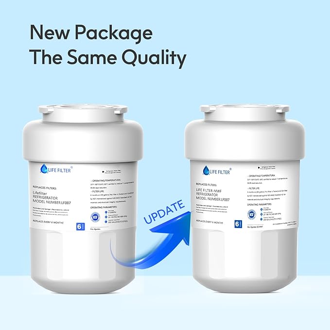 Lifefilter Replacement for MWF Refrigerator Water Filters, MWFP, HDX FMG-1, MWFA, GWF, WFC1201, RWF1060, 197D6321P006, 9991, 3 Pack