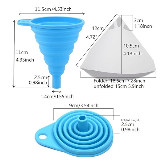 100 PCs Paper Filter with Cone Silicone Resin Funnel(Large), Paint Strainer or Resin Strainer kit Hole Size 0.150mm Resin Funnel Disposable for Anycubic Photon DLP SLA UV 3D Printer Resin