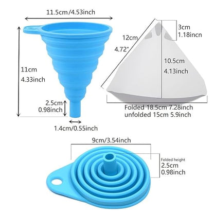 100 PCs Paper Filter with Cone Silicone Resin Funnel(Large), Paint Strainer or Resin Strainer kit Hole Size 0.150mm Resin Funnel Disposable for Anycubic Photon DLP SLA UV 3D Printer Resin