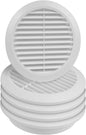 6" Inch (Opening) White Round Air Vent Cover - 5 Pack - Plastic Fresh Air Intake Vent - Modern Soffit Vents - AC Cover with Nylon Mesh Screen - Wall, Ceiling HVAC Return Air Register