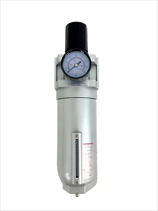 FR926N 3/4" Industrial Pressure Regulator/Particulate Filter Water Trap Manual Drain - for Compressed Air Treatment - Air Pressure Regulators Combo - 160 CFM Flow Rate, 250 PSI Max Input, 11 oz