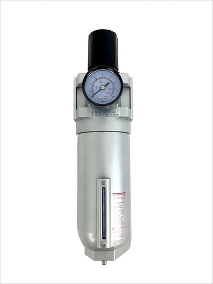 FR926N 3/4" Industrial Pressure Regulator/Particulate Filter Water Trap Manual Drain - for Compressed Air Treatment - Air Pressure Regulators Combo - 160 CFM Flow Rate, 250 PSI Max Input, 11 oz