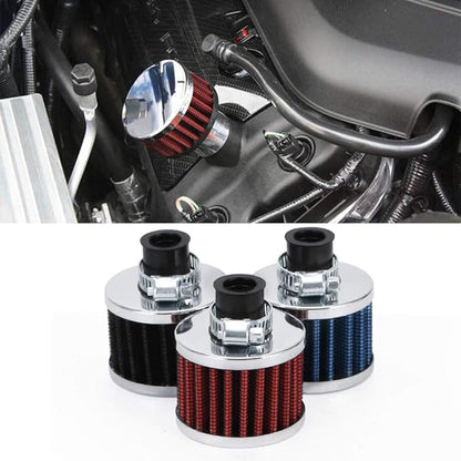 PTNHZ Universal 2 PCS 12mm Auto Cone Mini oil Air Intake Filter Crankcase Vent Valve Cover Breather Filter Flow Air Filters Blue