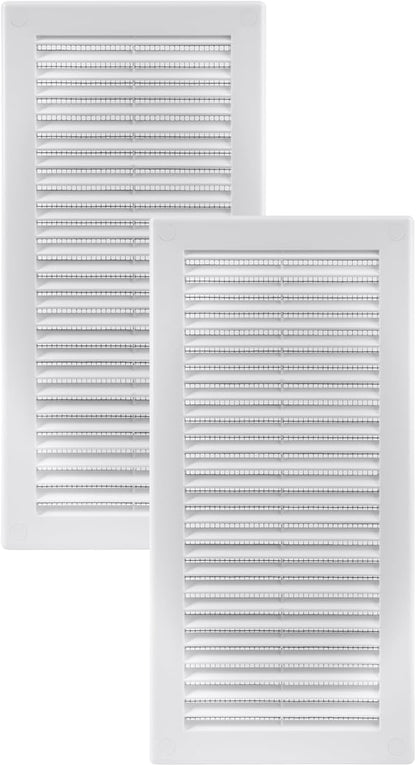 Vent Systems 4" x 11" Inch (Opening Dimensions) - Pack of 2 - Plastic White Soffit Vent Cover - Flat Rectangular Air Vent Grille - Air Vent Deflector - HVAC 6" x 12" Inch (Overall Dimensions)