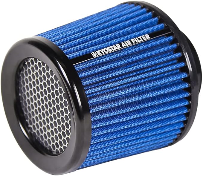 Universal 3" 76mm High-Flow Air Filter, Reusable Cone Cold Air Intake, High Performance, Washable, Clamp-On Car High Flow Dry Air Kit, Flange Diameter: 3 Inch, Filter Height: 6.4 Inch, Green