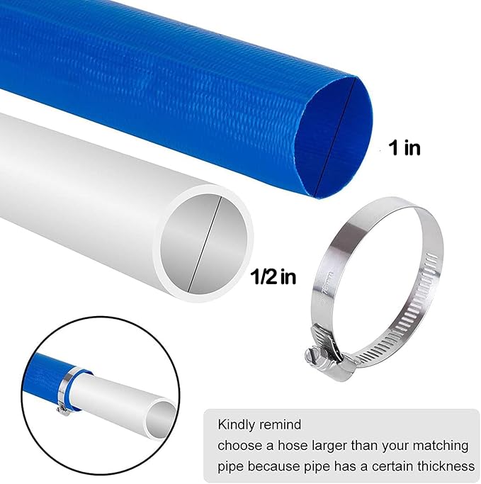 Eastrans 1 IN x 50 FT Pool Backwash Hose, Heavy Duty Flat Discharge Hose, Weather and Burst Resistant, Best Hose for Inground Pools, Filter & Drain Hose