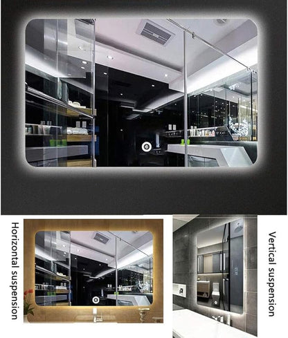 600 x 800mm LED Wall Mounted Bathroom Mirror with Lights Bathroom Mirror Touch Switch Demister Pad (Color : Horizontal Size : 600 * 800mm) (Vertical 600 * 800mm)