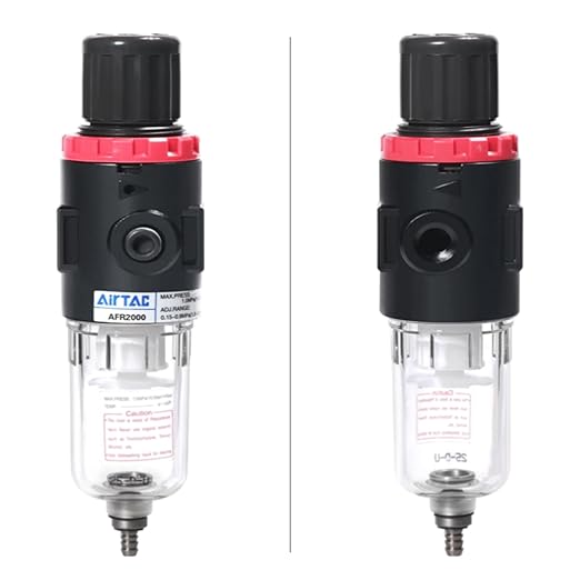 Compressed Air Pressure Filter Regulator Airtac AFR2000 1/4'' NPT 0-140 PSI Combo Piggybac Adjustable,Bracket,Gauge Semi-Auto Drain