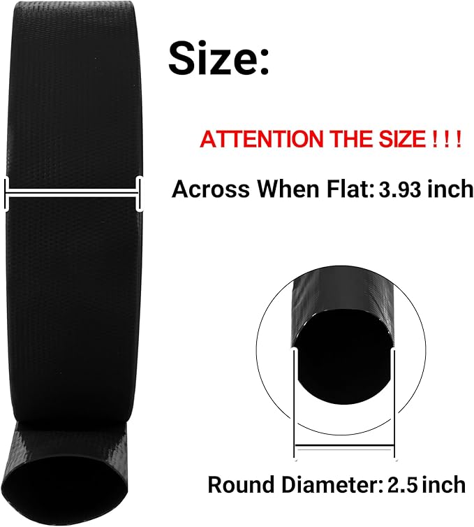 2.5" x 100 FT Pool Backwash Hose, Black Heavy Duty Reinforced PVC Lay Flat Water Discharge Hose for Swimming Pool Filter Pump,with 2 Clamp