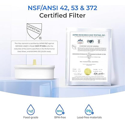 Waterdrop Glass Water Filter Pitcher with 1 Filter, Eco-Friendly, with NSF 53&42&372 Certified Filter, 7-Cup, Reduces PFOA/PFOS, Chlorine, Cadmium, Copper, Mercury, BPA Free, Easy to Clean, White