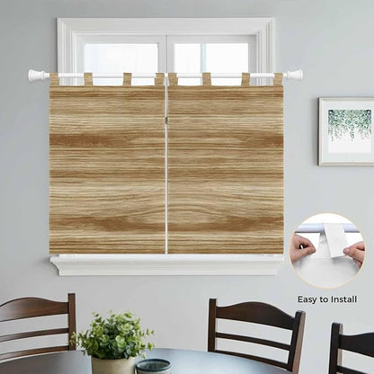 Light Brown Wood Grain Bedroom Curtains 63 Inch Length, Window Curtains Tab Top, Western Farmhouse Barn Door Light Filtering Window Treatments Drapes 42"x63" 2 Panel