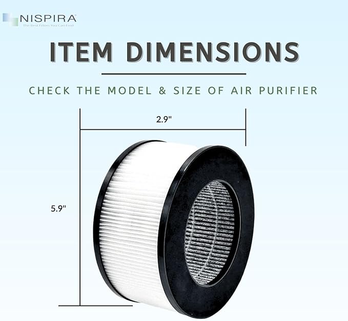 Nispira True HEPA Replacement Filter for CVS Health Desktop Air Purifier 3-in-1 True HEPA Activated Carbon, 1 Pack