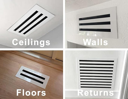 BUILDMART - 14x14 Modern AC Vent Cover - Decorative White Aluminum Air Vent - Standard Linear Slot Diffuser - Heating and Cooling Register Grille for Ceiling, Walls & Floors - Texas Buildmart