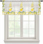 Lemon Dwarfs Sheer Valance Curtains, Gnome Green Leaf Wood Striped Yellow Plaid Light Filtering Kitchen Valances Rod Pocket Voile Curtain Window Treatment for Bedroom/Living Room/Basement 42Wx12L