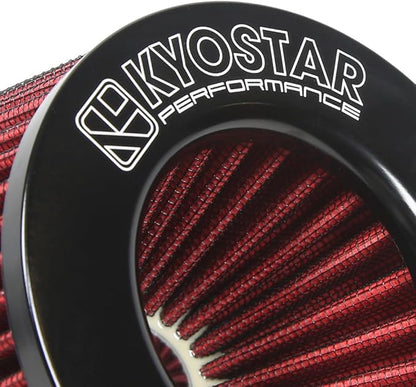 KYOSTAR Universal 3/3.5/4" (75/89/100mm) High-Flow Air Filter, Reusable Cone Cold Air Intake, High Performance, Clamp-On Car High Flow Dry Air Kit, Flange Diameter: 3/3.5/4 Inch, Height: 6.2 Inch, Red