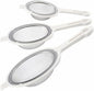 LemonRoad Set of 3 Stainless Steel Mesh Strainer 304 Fine Mesh Filters with Ergonomic Handles and Hanging Ears for Oil Filter Skimming Grease and Foam(White)