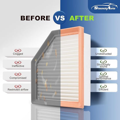 Engine & Cabin Air Filter for 2021 2022 2023 2024 2025 2026 Nissan Rogue Air filter for Car Replacement 272775NA1A 16546-6RA0A Automotive Accessories-2 Pack