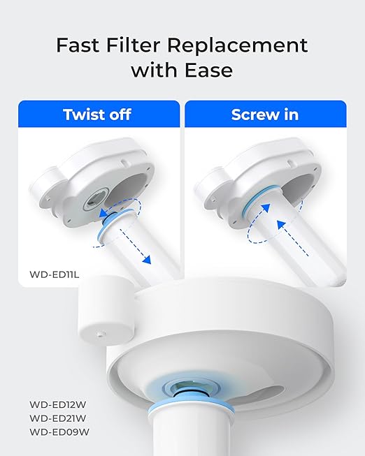 Waterdrop WD-EWFLL Alkaline Replacement Filters for Waterdrop Rechargeable Electric Dispenser WD-ED11L, Healthy Mineralized Alkaline Water, Does not Lower TDS, 3 Packs