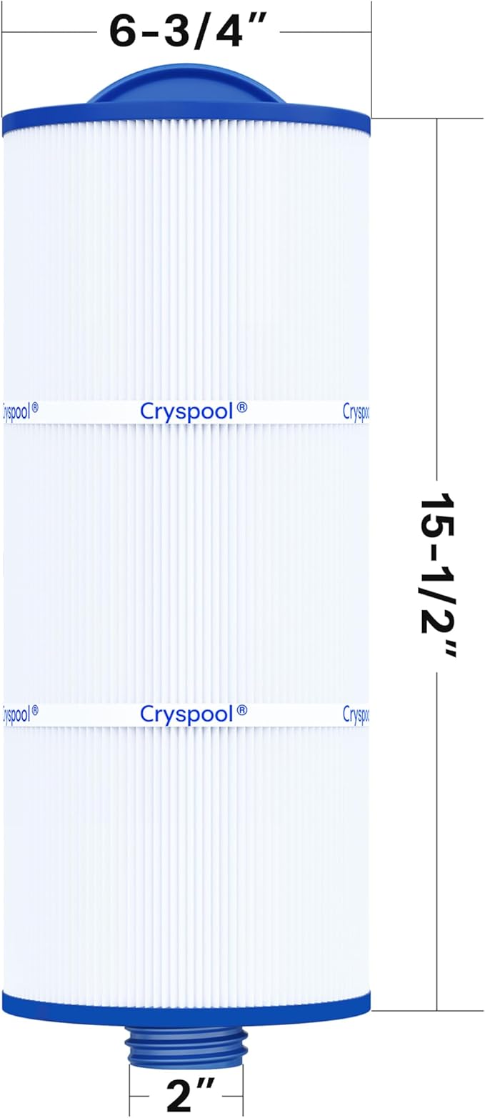 Cryspool® 06046 Filter Compatible with J-300, J400, 6CH-960, FC-2800, PJW60TL-F2S, 14081, 6540-383, Premium, Closed Handle(Not Removable Tops), 60 Sq. Ft Spa Filter Cartridge, 2 Pack