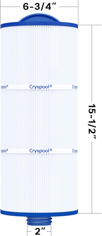 Cryspool® 06046 Filter Compatible with J-300, J400, 6CH-960, FC-2800, PJW60TL-F2S, 14081, 6540-383, Premium, Closed Handle(Not Removable Tops), 60 Sq. Ft Spa Filter Cartridge, 2 Pack