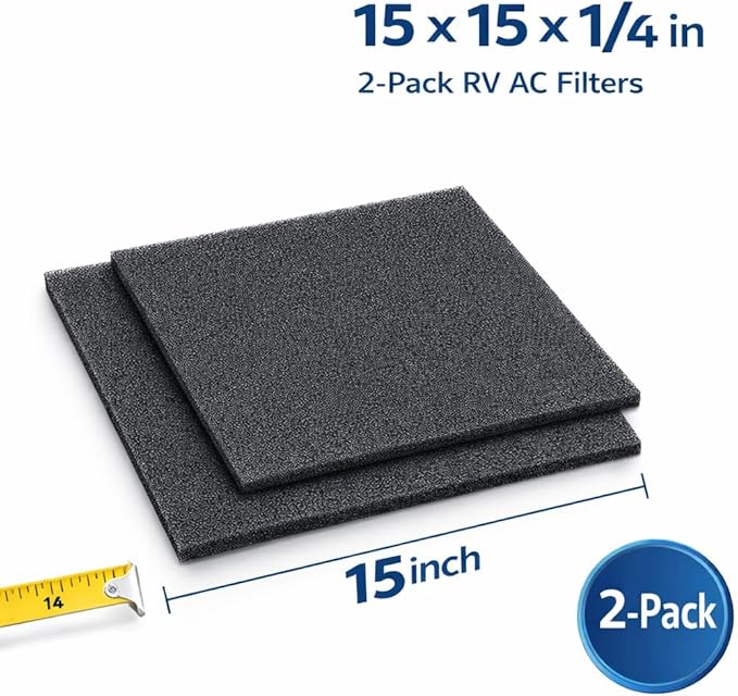 RV AC Foam Filter Compatible with Coleman Winnebago，15 x 15 x 1/4 inch（2 Pack) by Wadoy Air Conditioner Foam Filter Replace for 6798A3761 108892-01-703