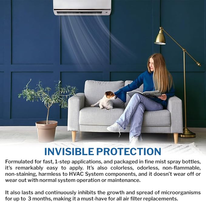 PermaSafe HVAC Solutions, Antimicrobial Air Filter Treatment, Odor Inhibitor, and Indoor Air Quality Enhancer & Protectant
