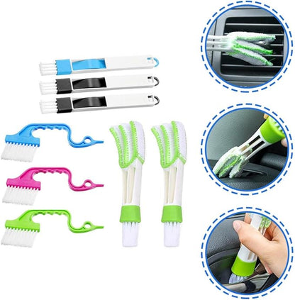 TEHAUX 8pcs Window Groove Cleaning Brush Set Scrubber for Wet and Dry Use, Multi-Size Gap Brushes for Window Tracks and Crevices, Household Cleaning Tools for Indoor Dust Removal