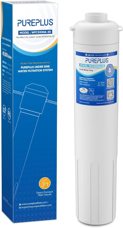 PUREPLUS WFC5300A-20 Under Sink Water Filter, 40,000 Gallons Capacity, 99.99% Chlorine Reduction, NSF/ANSI Certified, Replacement for WFS5300A-20 Under Counter Water Filtration System