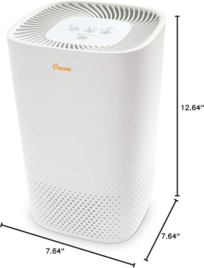 Crane Air Purifier with True HEPA Filter, UV Light, 250 Sq Feet Coverage, Timer Function, Sleep Mode, Washable Particle Filter, EE-5067