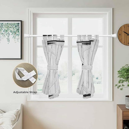 Farmhouse Wood Grain Kitchen Curtains 45 Inch Length, Short Cafe Window Curtains Tab Top, Vintage Country Barn Gate Grey Light Filtering Window Treatments Tier Drapes 27.5"x45" 2 Panel